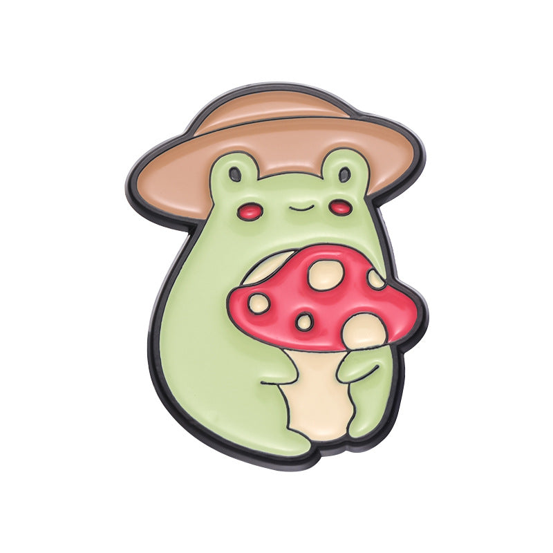 Creative Cute Frog & Mushroom Enamel Pin Set | Designer Animal Metal Brooch Collection | Cross-Border Best-Selling Accessories Wholesale