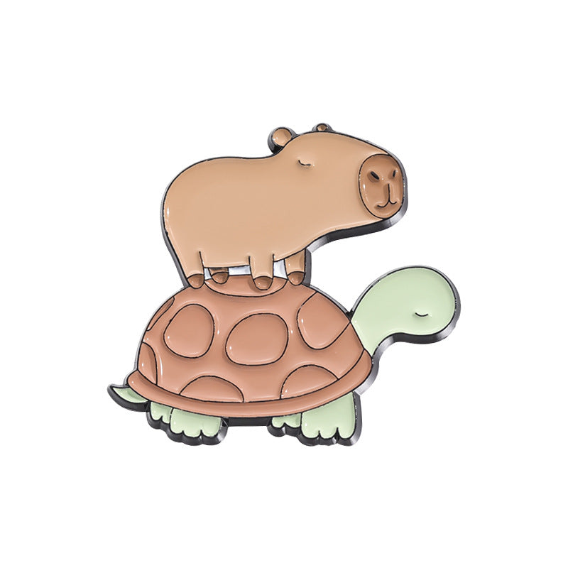 Cute Capybara Enamel Pin Set | Animal Metal Brooch Collection | Eco-Friendly Apparel Accessories Wholesale