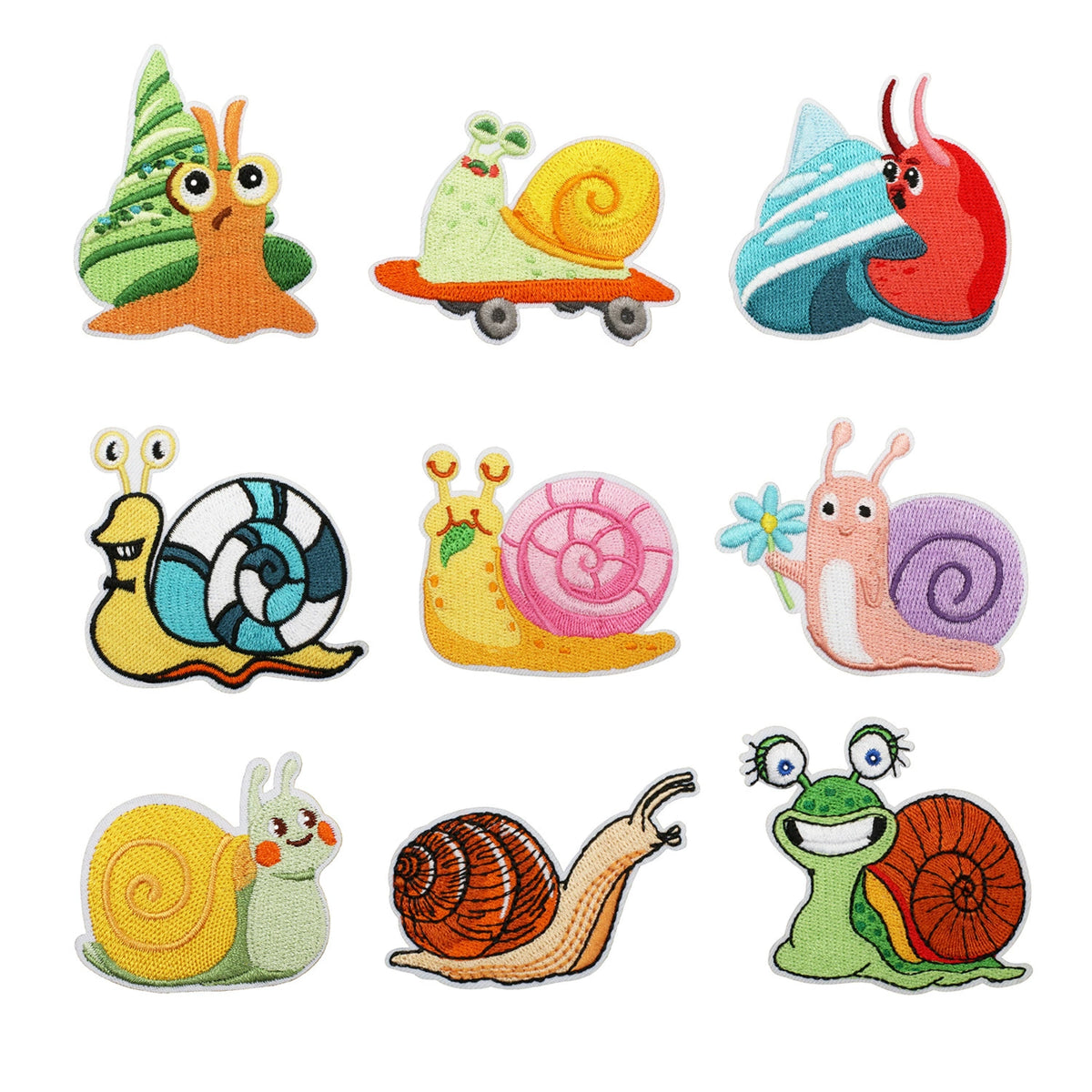 Cute Snail Embroidered Patch Set Badges for Clothing Bags DIY Crafts