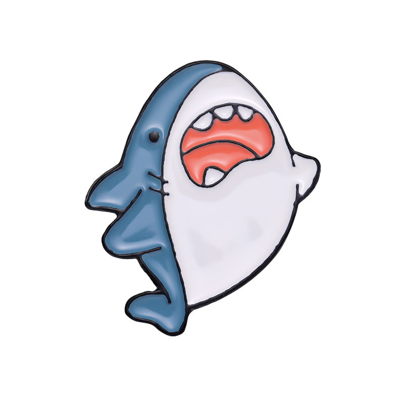 Creative Cute Ocean Animals Enamel Pin Set (Shark, Whale, Seahorse, Jellyfish) | Metal Brooch Collection | Eco-Friendly Apparel Accessories Wholesale