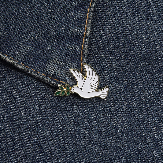 Creative Peace Dove & Olive Branch Enamel Pin Set | Metal Brooch Collection | Apparel & Bag Accessories Wholesale