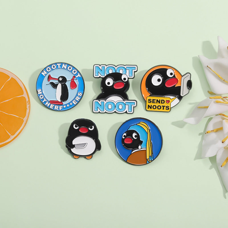 Creative Cute Cartoon Penguin Enamel Pin Set | Metal Brooch Collection | Eco-Friendly Apparel Accessories Wholesale