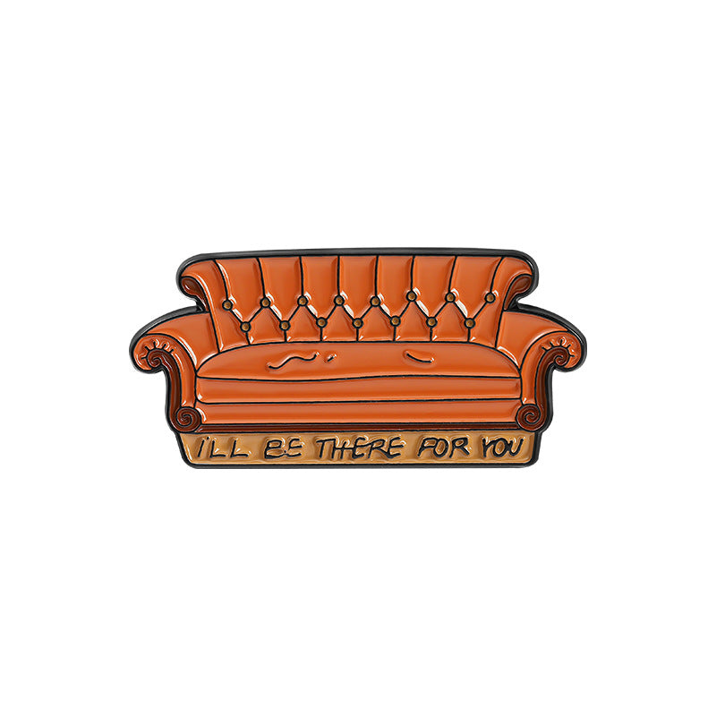 Unique Cat & Sofa Letter Enamel Pin | Painted Alloy Brooch | Fashion Apparel Accessories Wholesale
