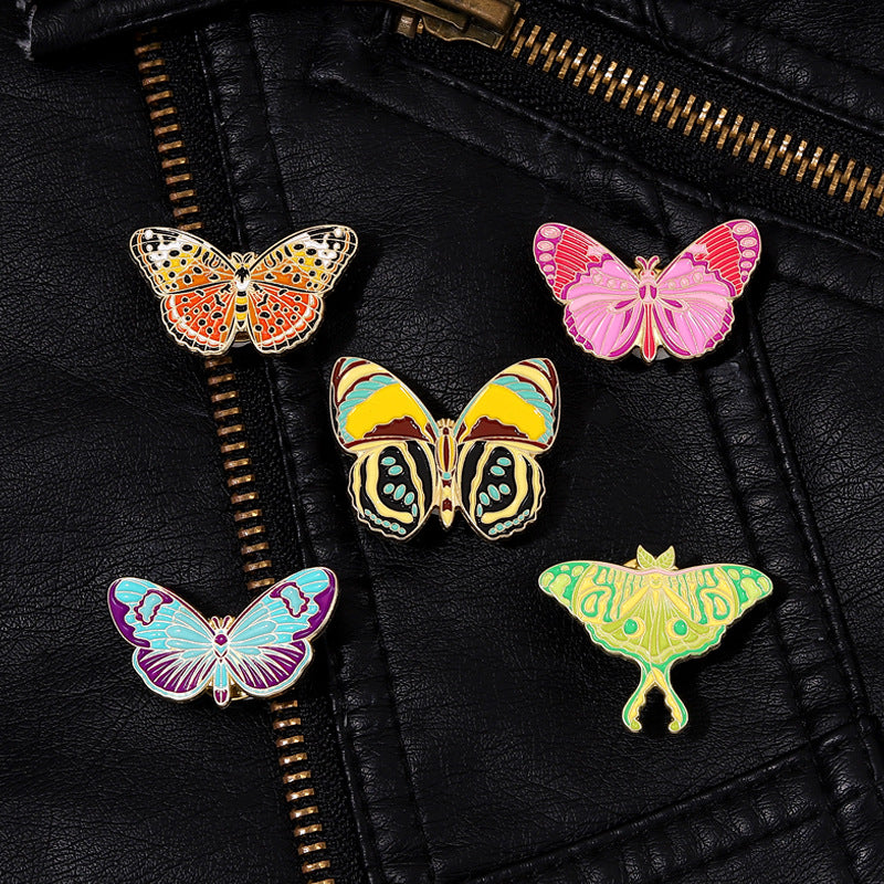 Vibrant Colorful Butterfly & Moth Enamel Pin | Creative Insect Alloy Brooch | Apparel Bag Hat Accessories Wholesale