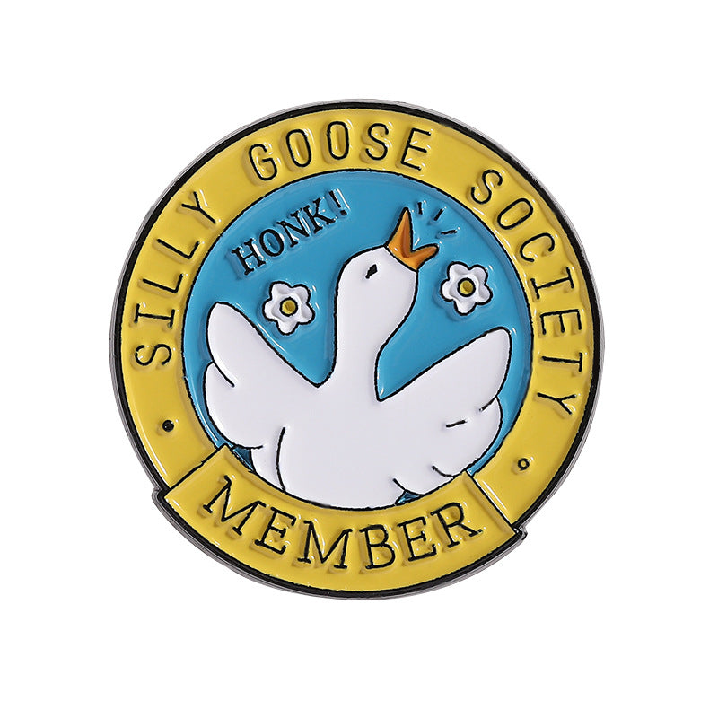 Cute Funny Cartoon Goose Enamel Pin | Alloy Oil-Filled Metal Brooch | Apparel & Backpack Accessories Wholesale
