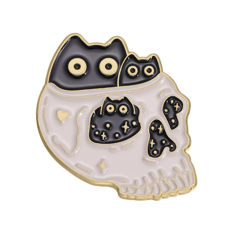 Creative Cute Book Cat Moon & Planet Enamel Pin Set | Cartoon Metal Brooch Collection | Apparel & Bag Accessories Wholesale