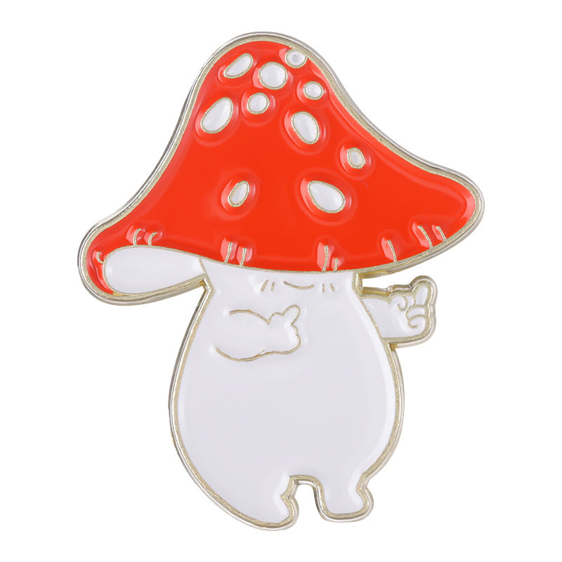 Creative European-Style Sassy Animal Alloy Enamel Pin Set (Mushroom, Fox, Cat, Rabbit) | Novelty Metal Brooch Collection | Bag & Apparel Accessories Wholesale