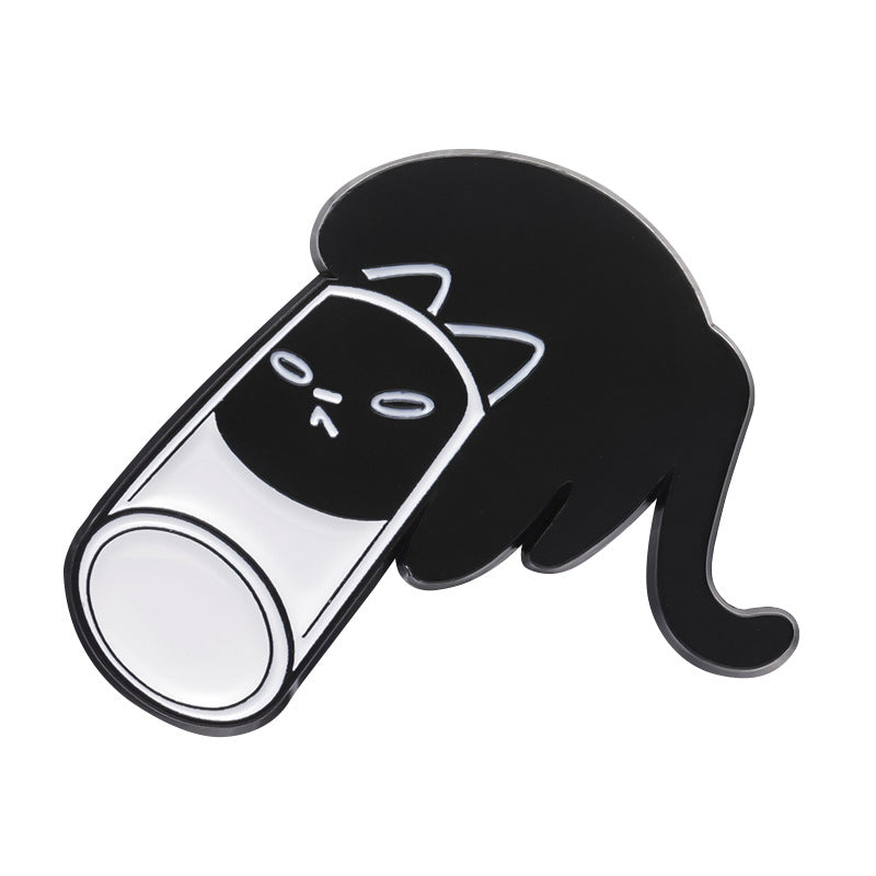Creative Cute Hide-and-Seek Cat Enamel Pin | Minimalist Cartoon Animal Metal Brooch | Scarf & Apparel Accessories Wholesale