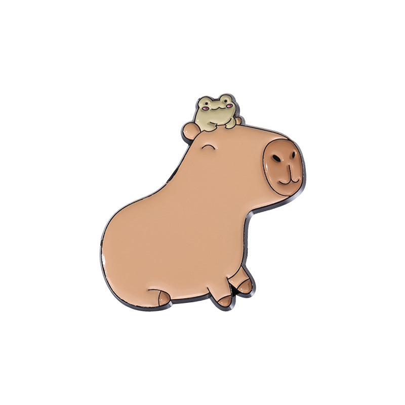 Cute Capybara Enamel Pin Set | Animal Metal Brooch Collection | Eco-Friendly Apparel Accessories Wholesale