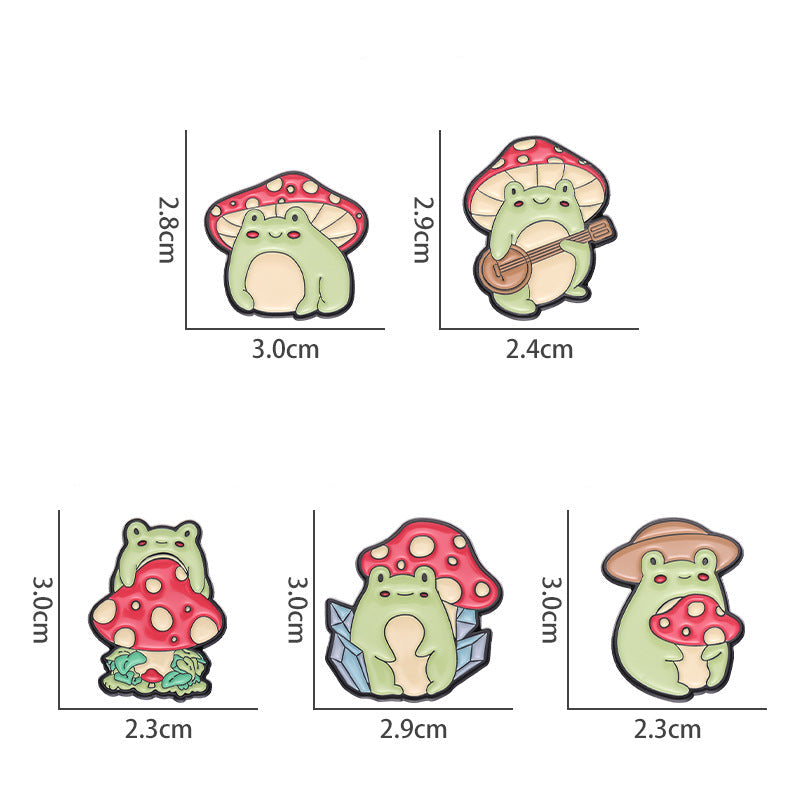 Creative Cute Frog & Mushroom Enamel Pin Set | Designer Animal Metal Brooch Collection | Cross-Border Best-Selling Accessories Wholesale