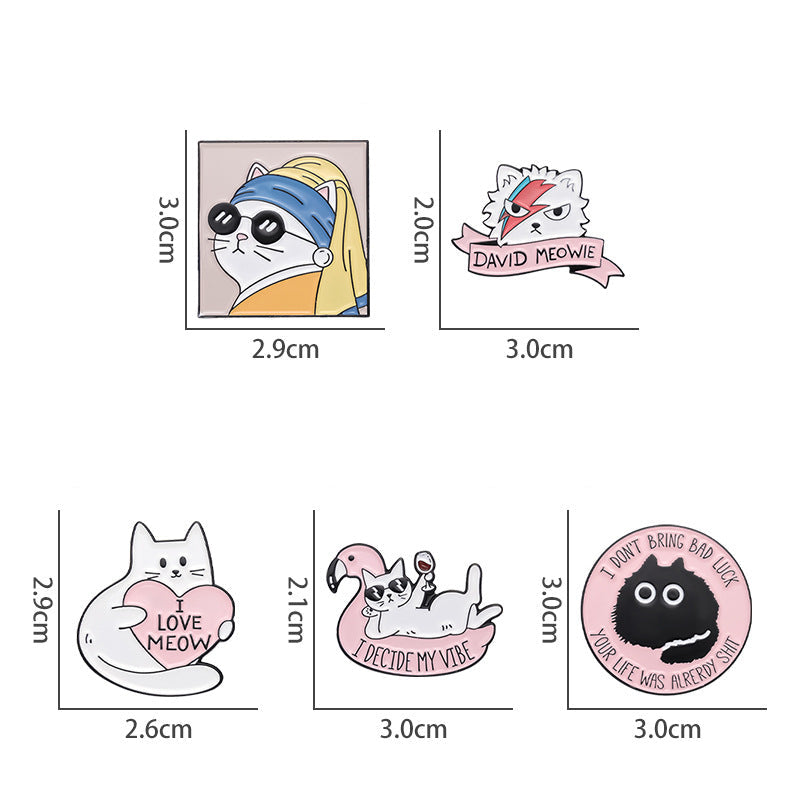 Cute White Cat with Pearl Design Enamel Pin | Creative Animal Enamel Pin