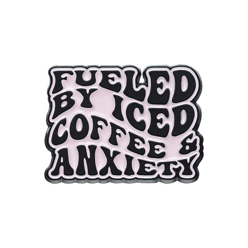 European & American Style Coffee Cup English Letter Metal Badge - Coffee Lover Gift