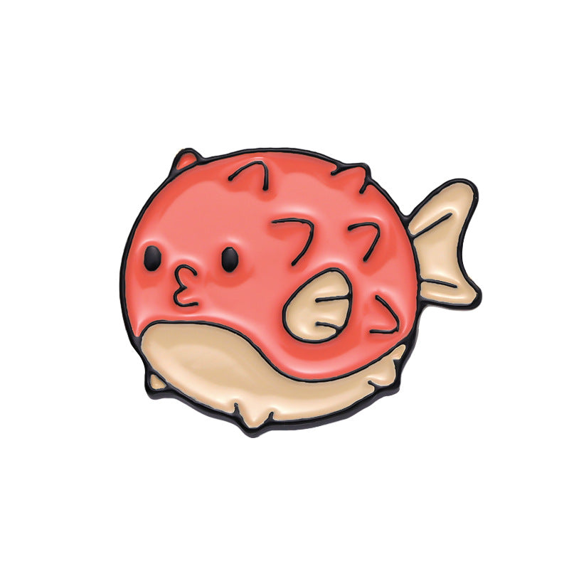 Creative Cute Ocean Animals Enamel Pin Set (Shark, Whale, Seahorse, Jellyfish) | Metal Brooch Collection | Eco-Friendly Apparel Accessories Wholesale