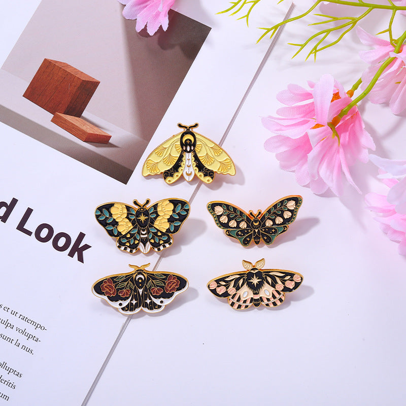 Creative European-Style Butterfly & Moth Enamel Pin Set | Colorful Insect Metal Brooch Collection | Apparel & Scarf Accessories Wholesale