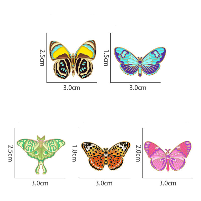 Vibrant Colorful Butterfly & Moth Enamel Pin | Creative Insect Alloy Brooch | Apparel Bag Hat Accessories Wholesale