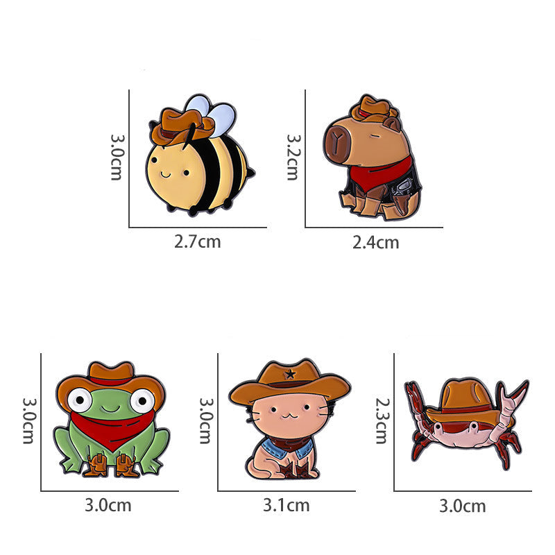 Cute Cat, Crab, Bee, Frog & Capybara Enamel Pins | Animal Metal Brooches for Clothing & Accessories