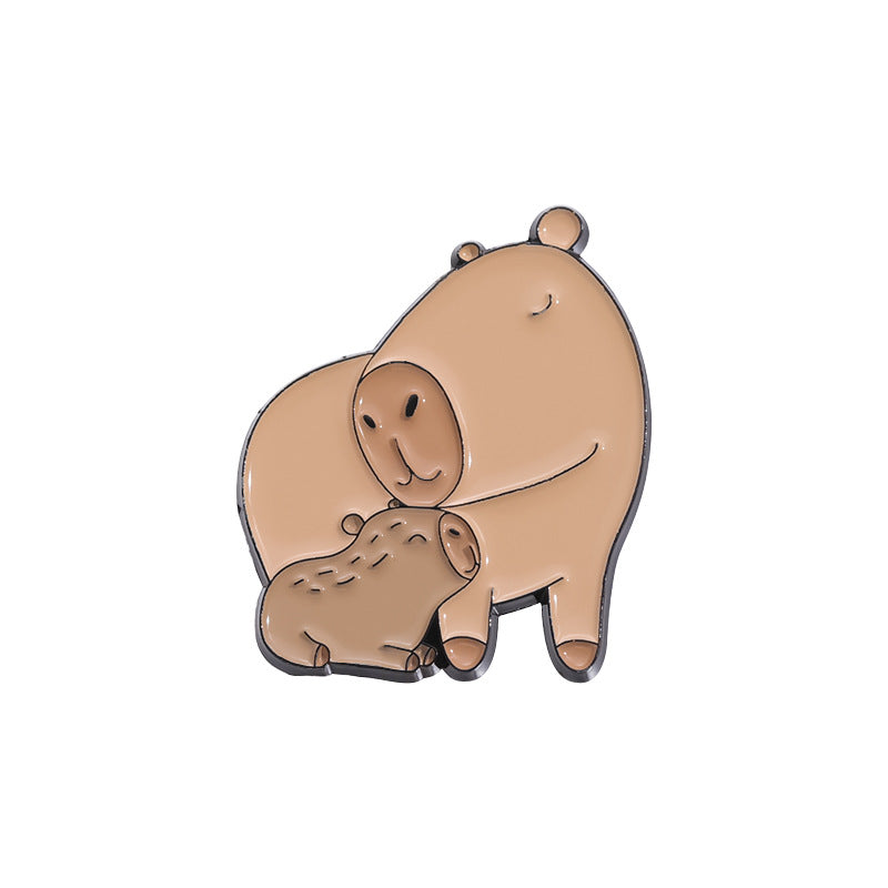 Cute Capybara Enamel Pin Set | Animal Metal Brooch Collection | Eco-Friendly Apparel Accessories Wholesale