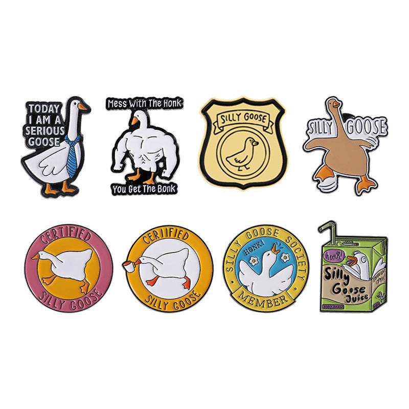 Cute Funny Cartoon Goose Enamel Pin | Alloy Oil-Filled Metal Brooch | Apparel & Backpack Accessories Wholesale