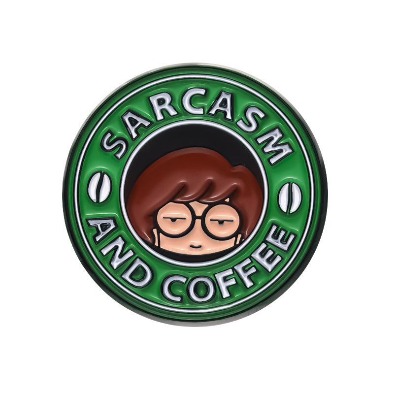 European & American Style Coffee Cup English Letter Metal Badge - Coffee Lover Gift