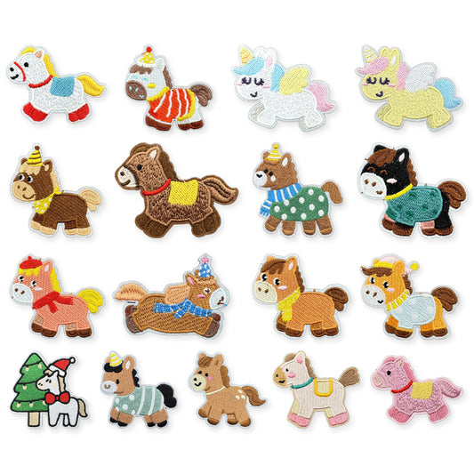 Cute Horse Embroidered Patch Self Adhesive Animal Embroidery Sticker