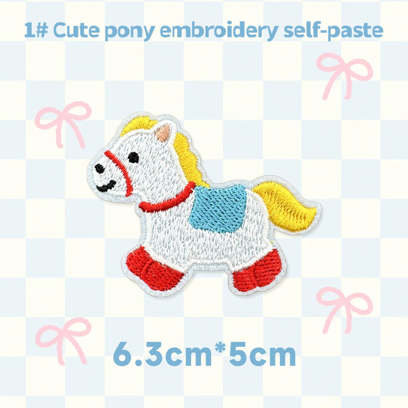 Cute Horse Embroidered Patch Self Adhesive Animal Embroidery Sticker