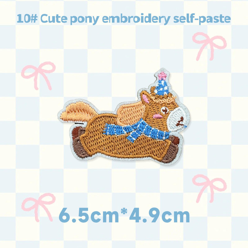Cute Horse Embroidered Patch Self Adhesive Animal Embroidery Sticker