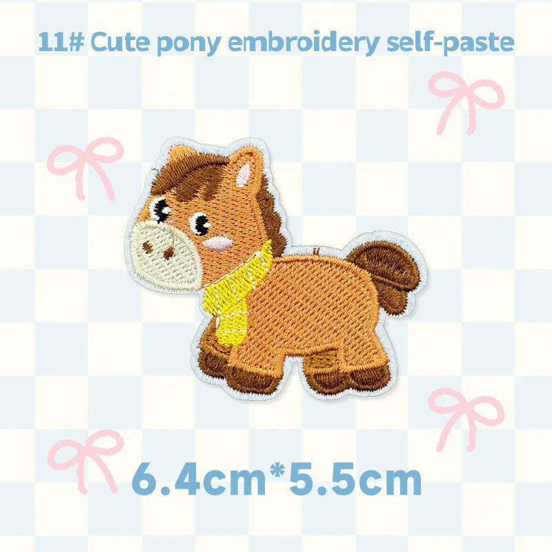 Cute Horse Embroidered Patch Self Adhesive Animal Embroidery Sticker