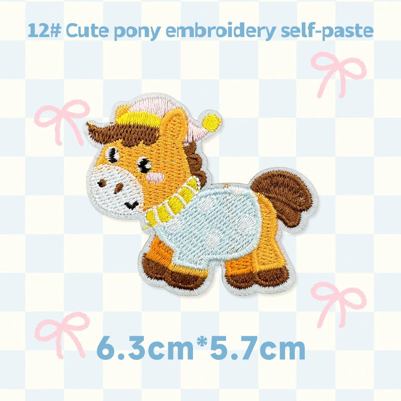 Cute Horse Embroidered Patch Self Adhesive Animal Embroidery Sticker