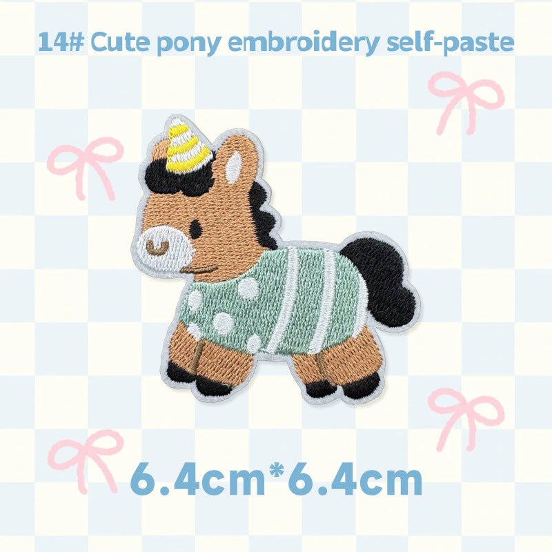 Cute Horse Embroidered Patch Self Adhesive Animal Embroidery Sticker
