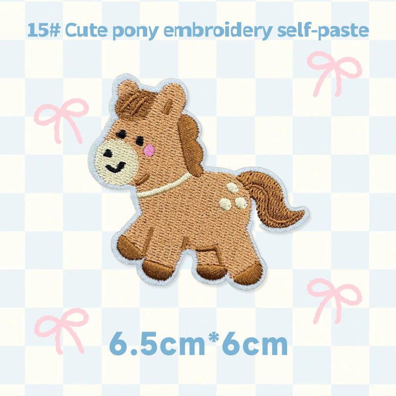 Cute Horse Embroidered Patch Self Adhesive Animal Embroidery Sticker