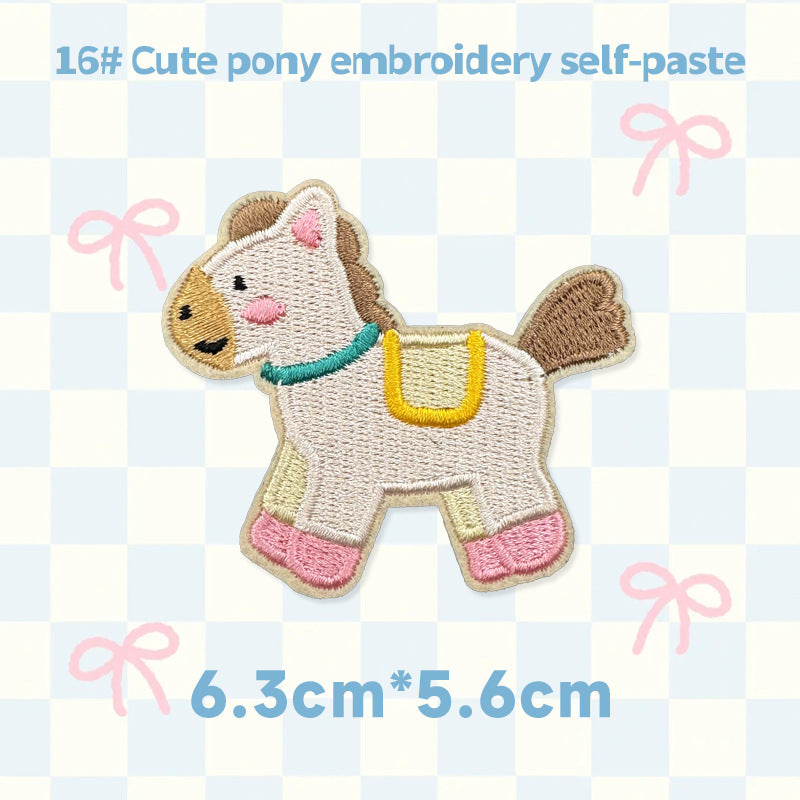Cute Horse Embroidered Patch Self Adhesive Animal Embroidery Sticker