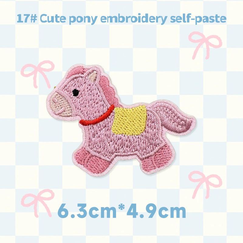 Cute Horse Embroidered Patch Self Adhesive Animal Embroidery Sticker
