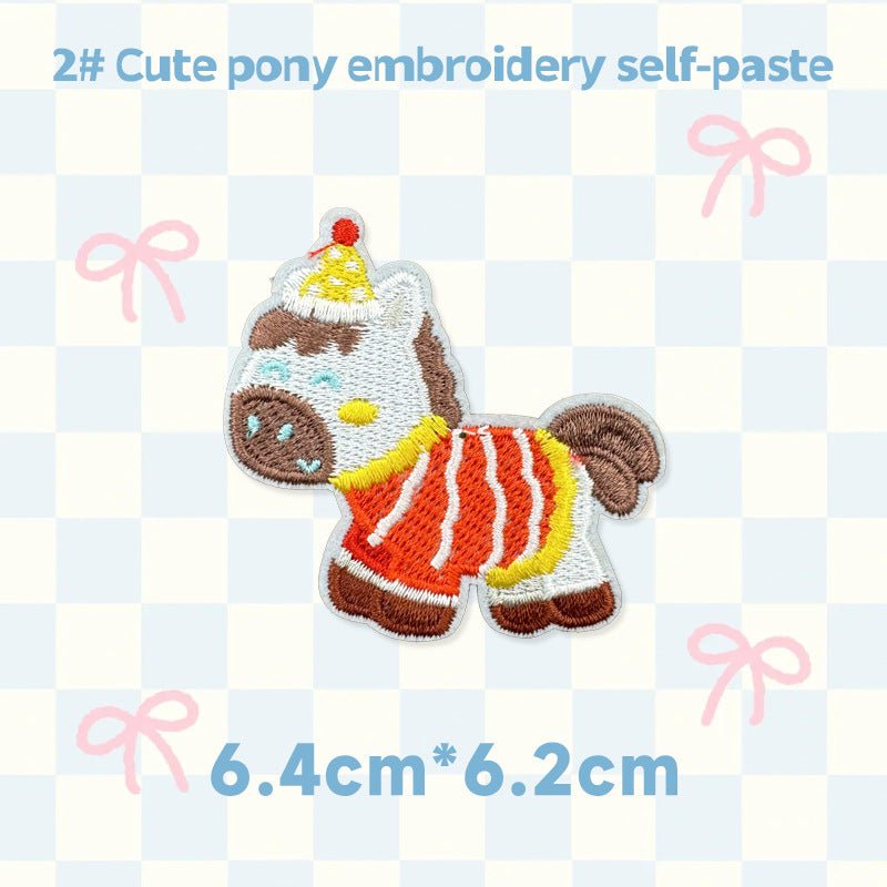 Cute Horse Embroidered Patch Self Adhesive Animal Embroidery Sticker