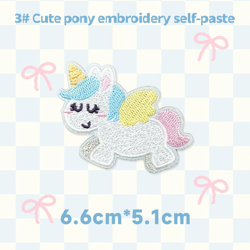 Cute Horse Embroidered Patch Self Adhesive Animal Embroidery Sticker