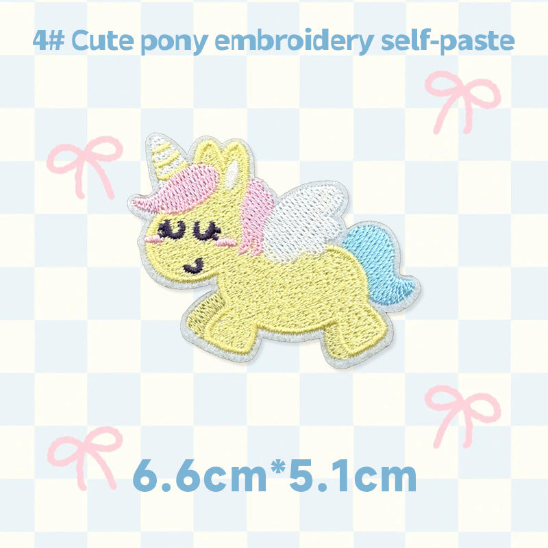 Cute Horse Embroidered Patch Self Adhesive Animal Embroidery Sticker