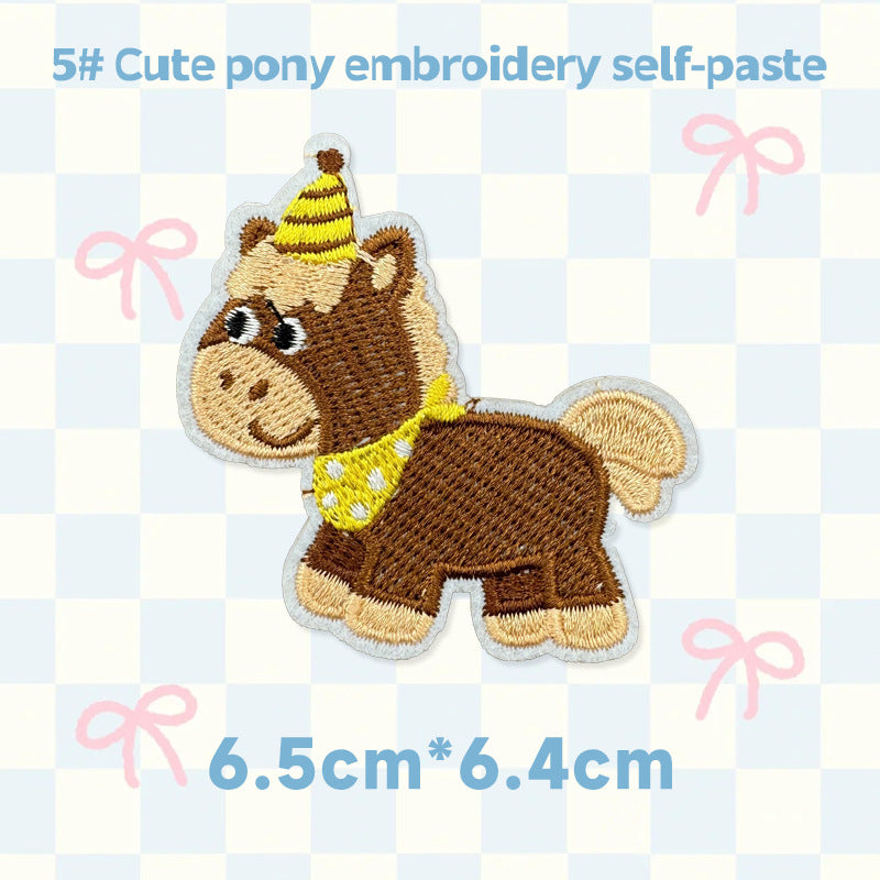 Cute Horse Embroidered Patch Self Adhesive Animal Embroidery Sticker