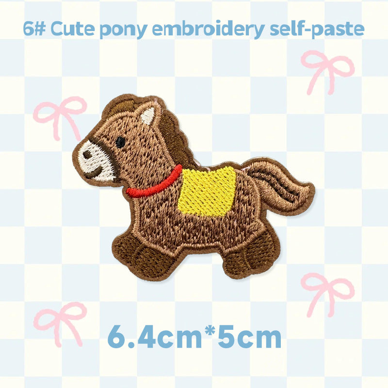 Cute Horse Embroidered Patch Self Adhesive Animal Embroidery Sticker