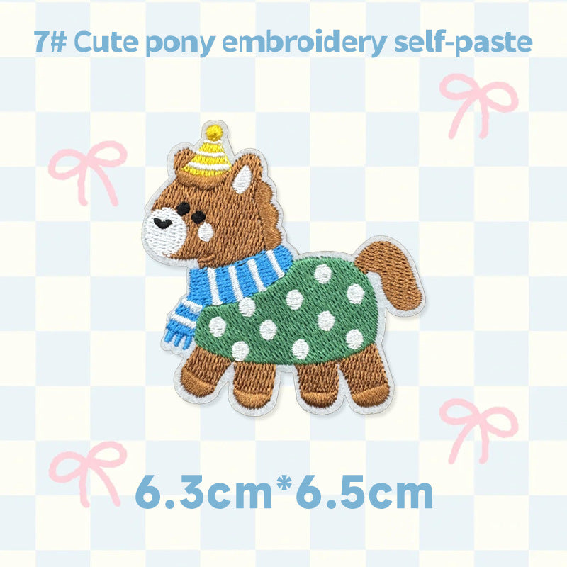 Cute Horse Embroidered Patch Self Adhesive Animal Embroidery Sticker
