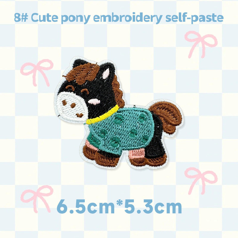 Cute Horse Embroidered Patch Self Adhesive Animal Embroidery Sticker