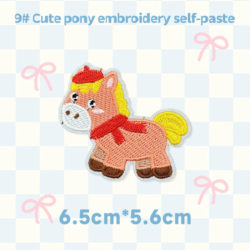 Cute Horse Embroidered Patch Self Adhesive Animal Embroidery Sticker