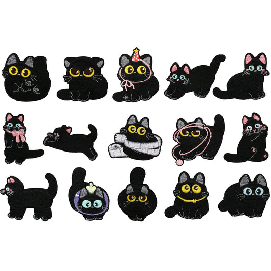 Iron-On Black Cat Embroidered Patch