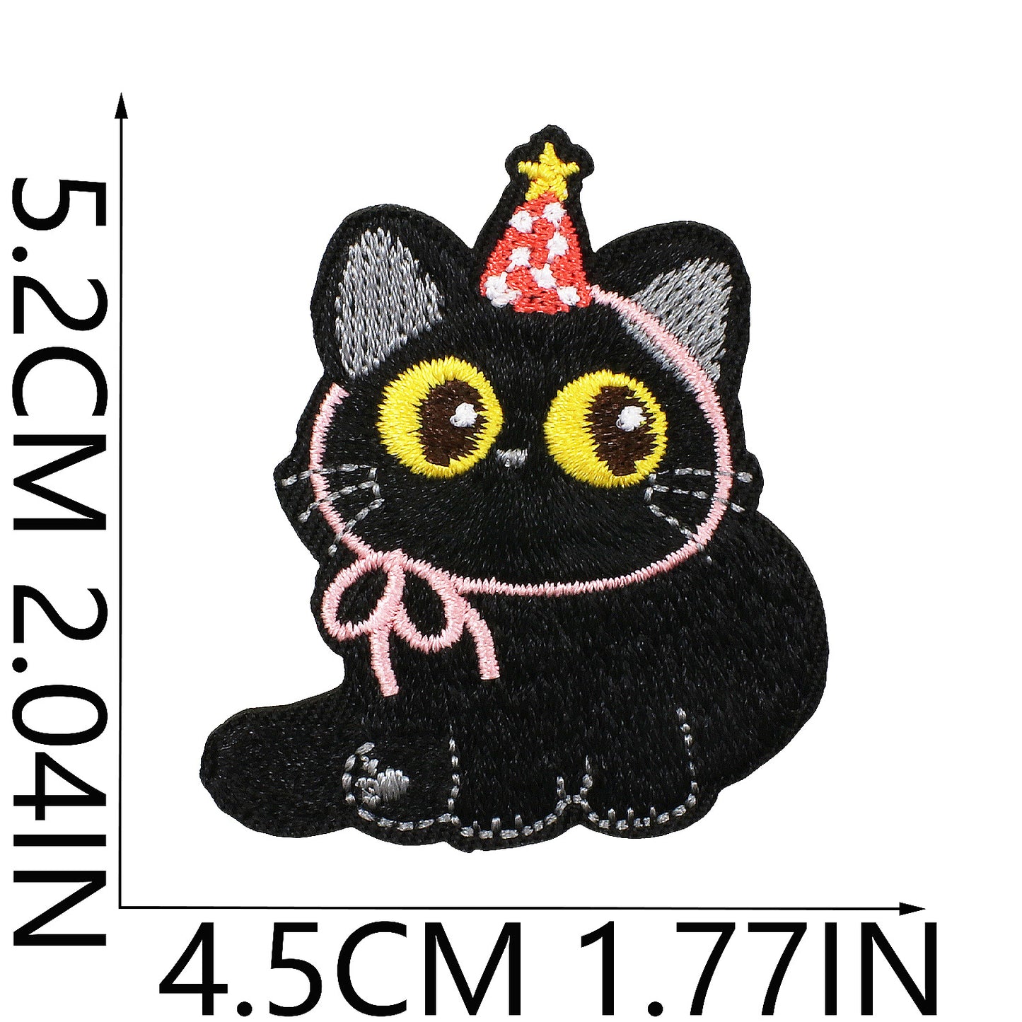Iron-On Black Cat Embroidered Patch