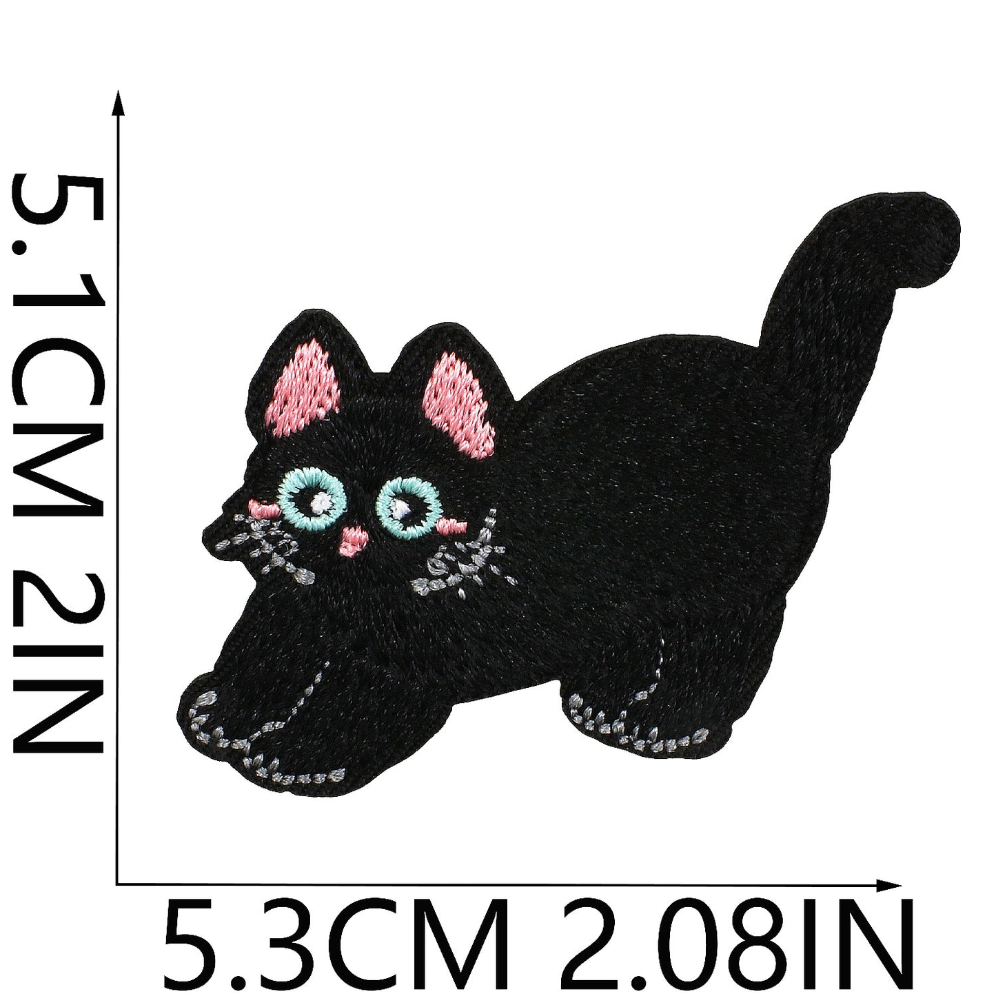 Iron-On Black Cat Embroidered Patch