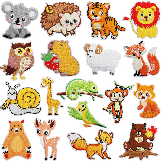 Iron-On Zoo Animals Embroidered Patch