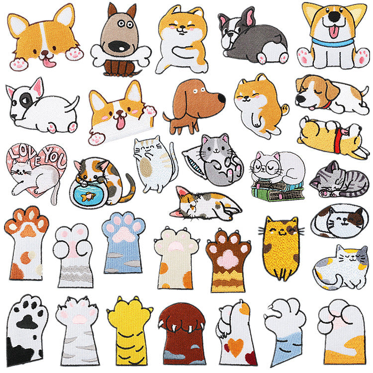 Iron-On Cute Dogs & Cats Embroidered Patch