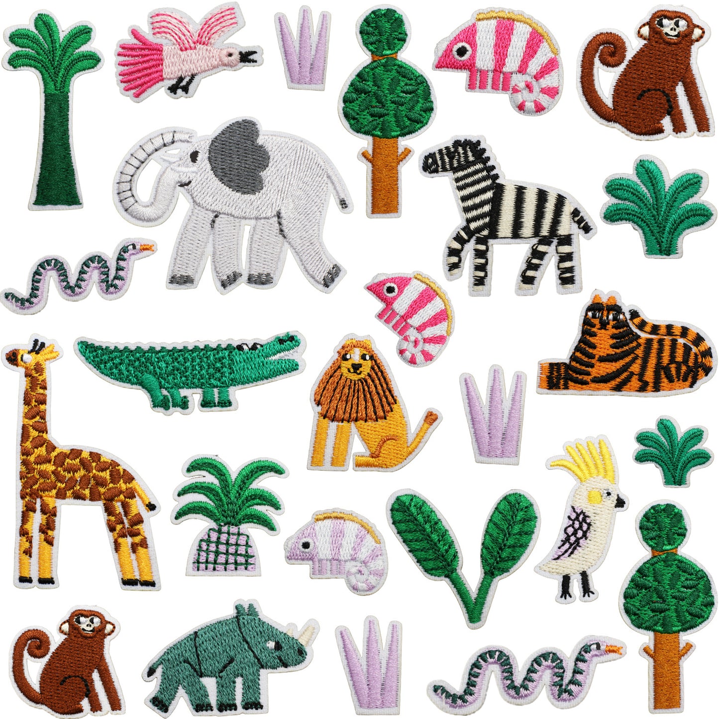 Iron-On Jungle Safari Animals Embroidered Patch