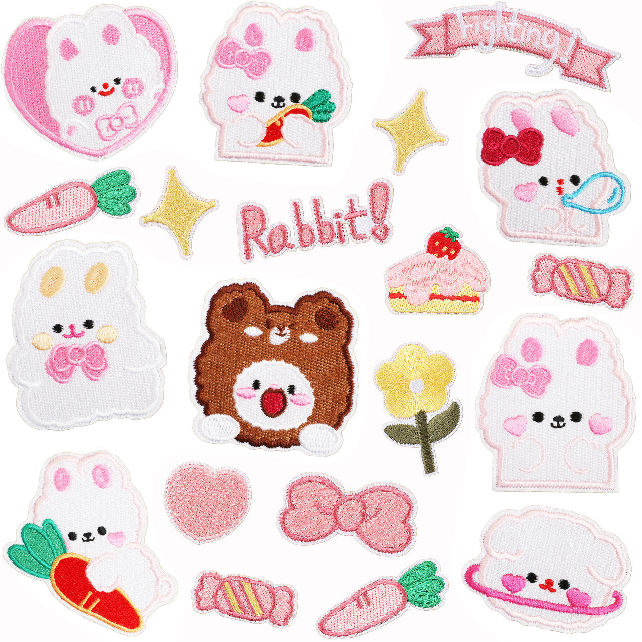 Iron-On Cute Bunny & Bear Embroidered Patch