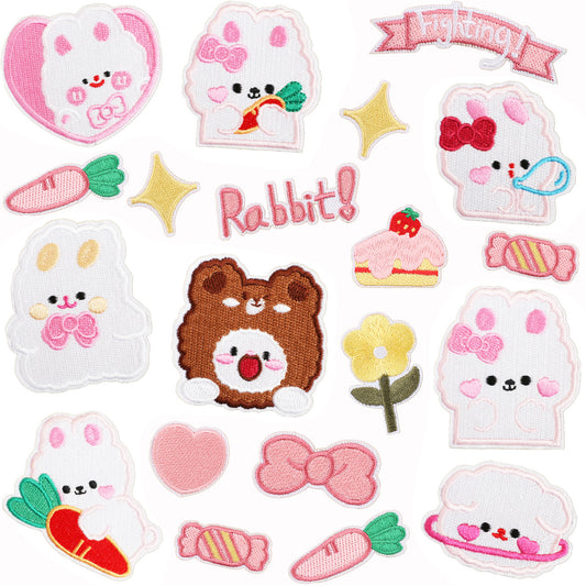 Iron-On Cute Bunny & Bear Embroidered Patch
