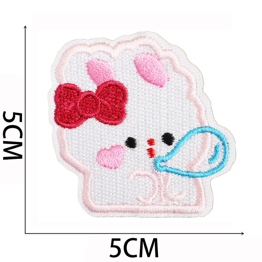 Iron-On Cute Bunny & Bear Embroidered Patch