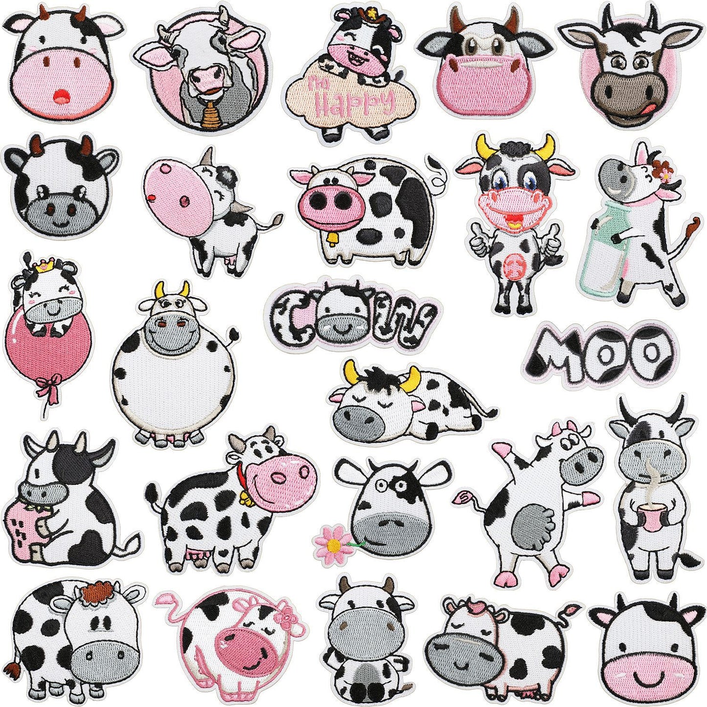 Iron-on Cute Kawaii Cow Embroidered Patch